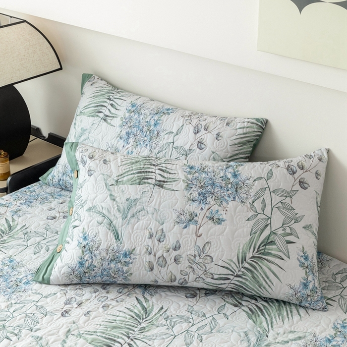 91家纺网 家纺一手货源 找家纺 优乐家纺 2025新款纯棉印花夹棉枕套系列-纽扣款 早春