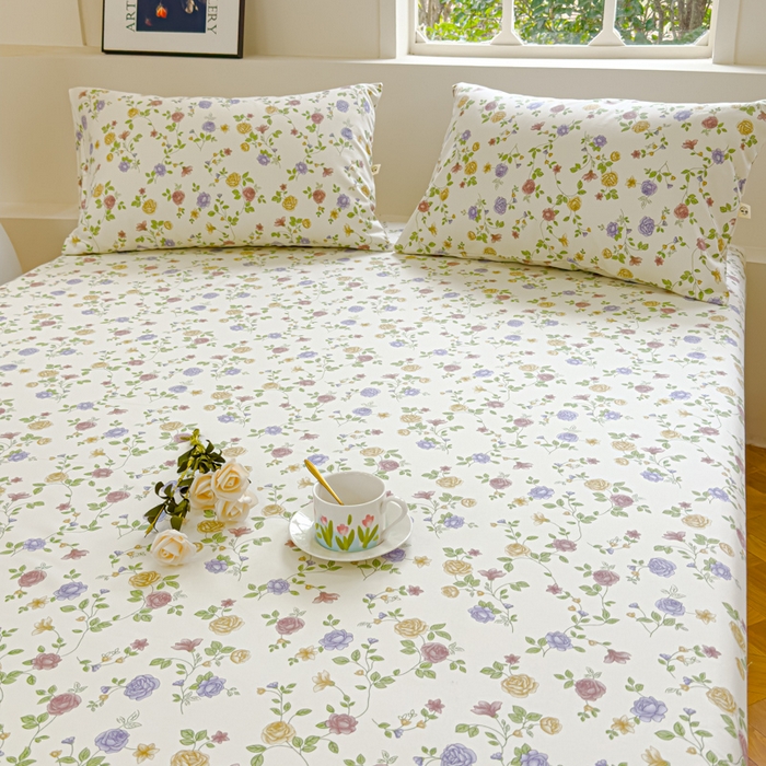 91家纺网 家纺一手货源 找家纺 金丝鸟家纺 2024新款成人款A类老粗布床笠 花蔓