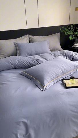 91家纺网 家纺一手货源 找家纺 三沁家居 2024新款精梳长绒棉四件套 烟兰