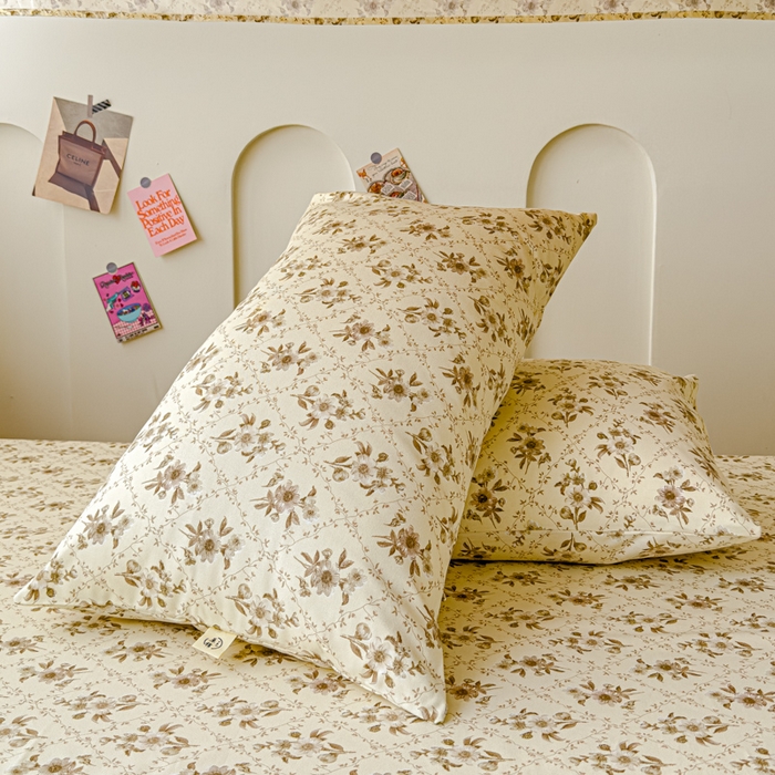 91家纺网 家纺一手货源 找家纺 金丝鸟家纺 2024新款学生款A类老粗布床笠 蔷薇