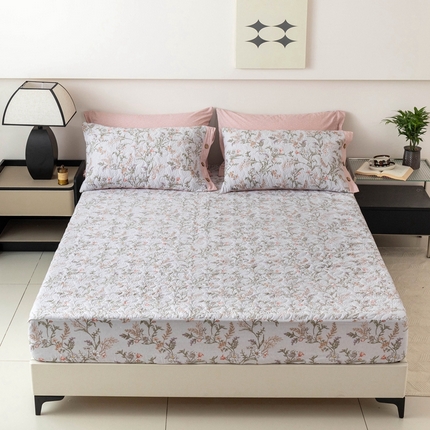 91家纺网 家纺一手货源 找家纺 （总）优乐家纺 2025新款纯棉印花夹棉床笠三件套系列-纽扣款