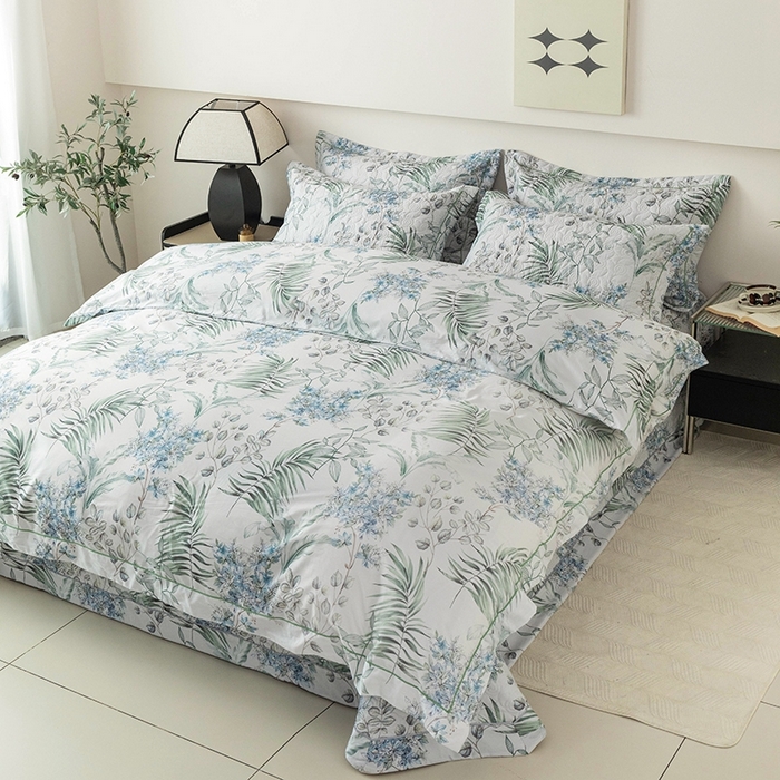 91家纺网 家纺一手货源 找家纺 优乐家纺 2025新款全棉斜纹13376单层被套夹棉床盖款四件套 早春