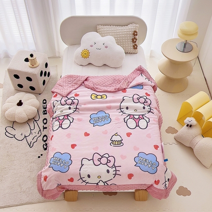 91家纺网 家纺一手货源 找家纺 （总）花满路 2024新款有氨凉感丝卡通印花豆豆被儿童被夏被被子