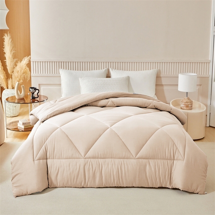 91家纺网 家纺一手货源 找家纺 温宁 2024新款三角格四季被 三角格-米色