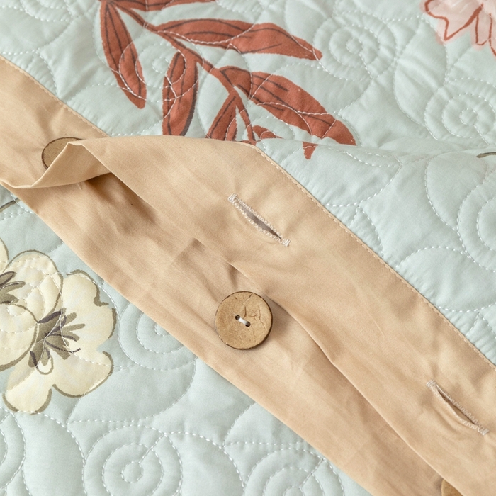 91家纺网 家纺一手货源 找家纺 优乐家纺 2025新款纯棉印花夹棉系列四件套-纽扣款 南薇-兰