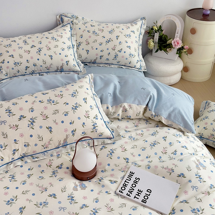 91家纺网 家纺一手货源 找家纺 乐童 2024新款直播爆款13070纯棉印花吊边款一字绣四件套 第五波 告白兔