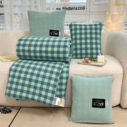 91家纺网 家纺一手货源 找家纺 （总）翰轩家居 2024新款全棉色织水洗棉抱枕被