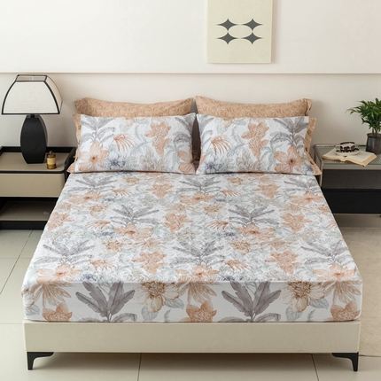 优乐家纺 2025新款纯棉印花夹棉床笠三件套系列-纽扣款 春意盎然