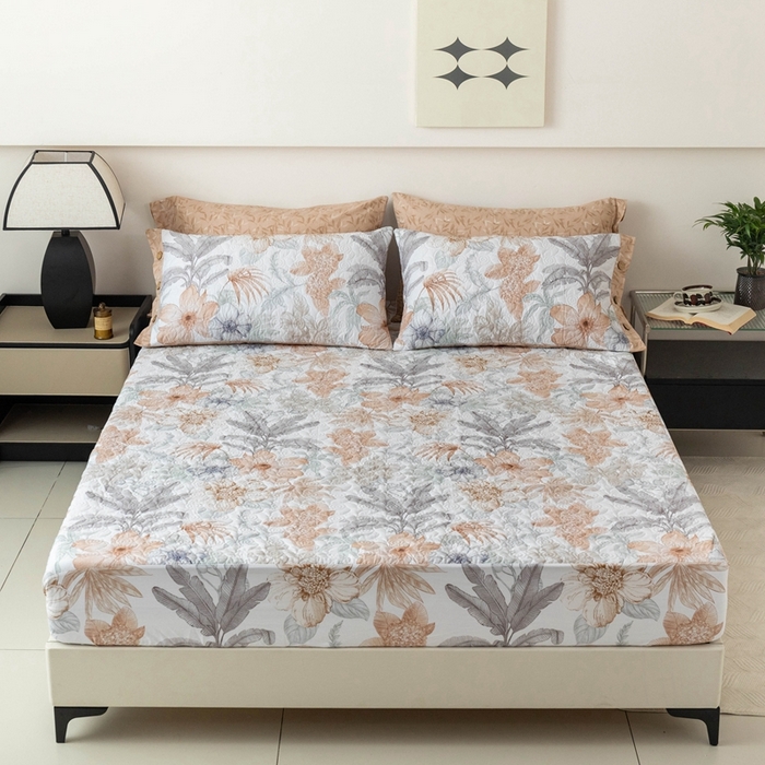 91家纺网 家纺一手货源 找家纺 优乐家纺 2025新款纯棉印花夹棉床笠三件套系列-纽扣款 春意盎然