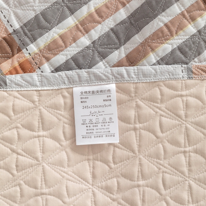 91家纺网 家纺一手货源 找家纺 优乐家纺 2025新款纯棉印花夹棉系列床盖三件套-纽扣款 慕斯