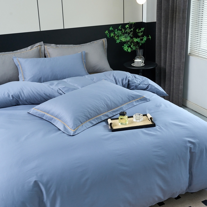 91家纺网 家纺一手货源 找家纺 三沁家居 2024新款精梳长绒棉四件套 烟兰