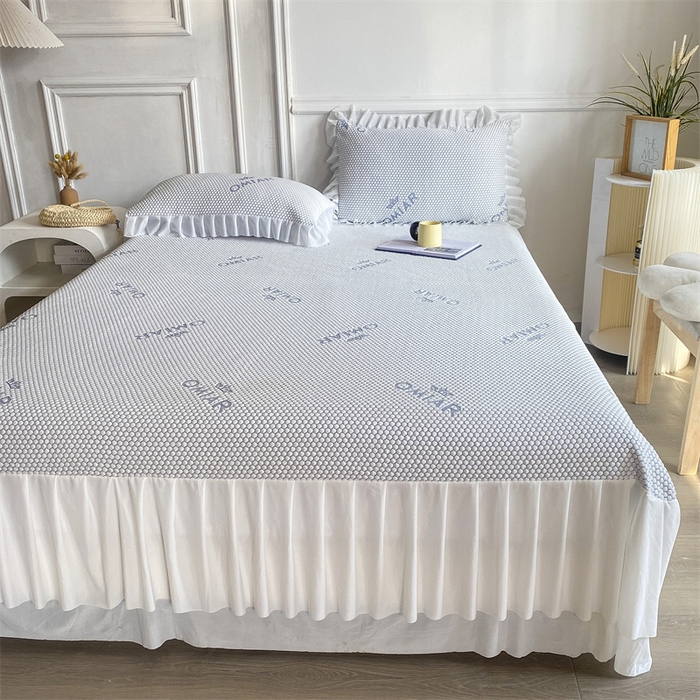 91家纺网 家纺一手货源 找家纺 叠派家纺 2024新款抗菌冰豆豆床裙款凉席-皇冠系 冰豆豆皇冠系列-床裙款 淡雅灰