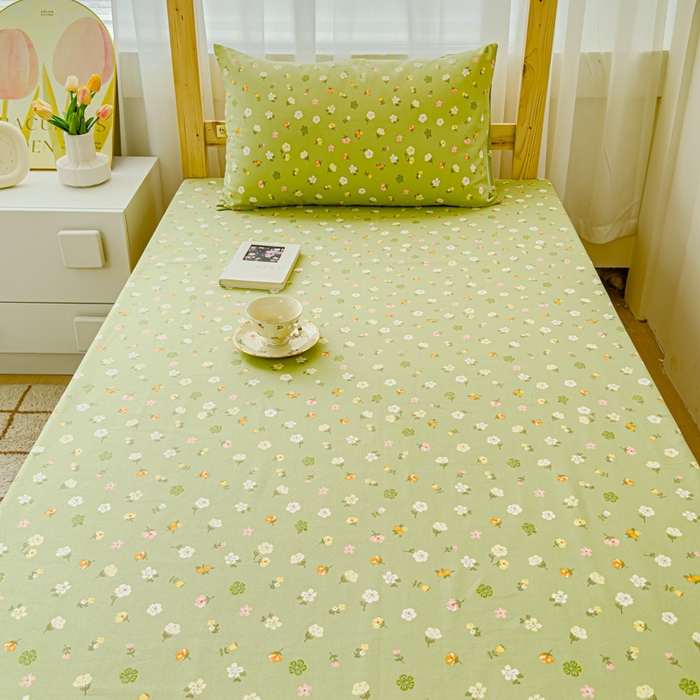 91家纺网 家纺一手货源 找家纺 金丝鸟家纺 2024新款学生款A类老粗布床笠 花田