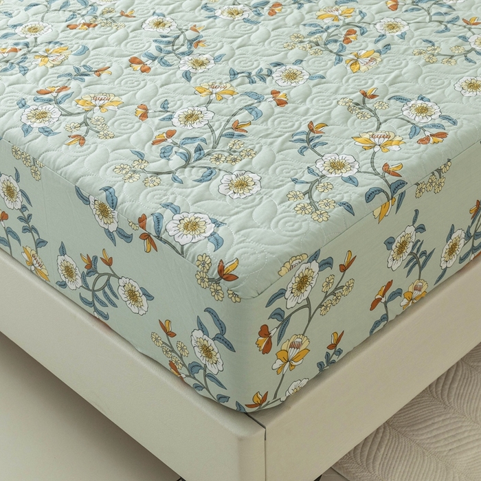 91家纺网 家纺一手货源 找家纺 优乐家纺 2025新款纯棉印花夹棉床笠三件套系列-纽扣款 朵唯