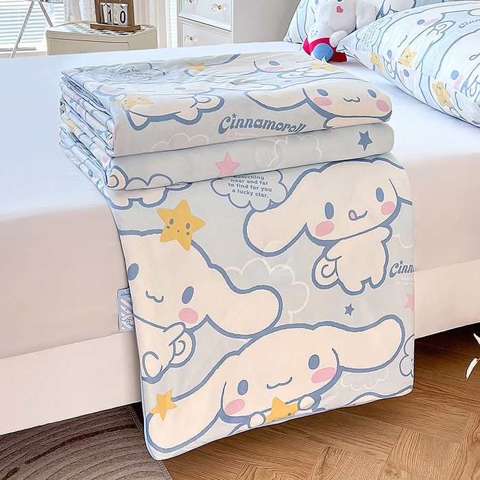 91家纺网 家纺一手货源 找家纺 天瑜家纺 2024新款三丽鸥针织夏被 五星玉桂狗蓝