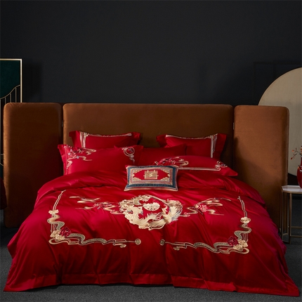 91家纺网 家纺一手货源 找家纺 （总）高大尚 2023新款40s全工艺喷气纯棉婚庆多件套