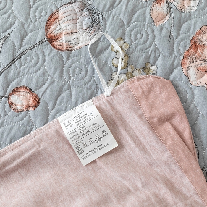 91家纺网 家纺一手货源 找家纺 优乐家纺 2025新款全棉斜纹13376单层被套夹棉床盖款四件套 蔚然花