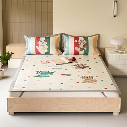圆岛家纺 2024新款900D卡通冰丝养生席 伙伴星球