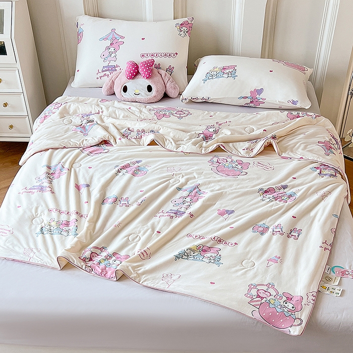 91家纺网 家纺一手货源 找家纺 天瑜家纺 2024新款三丽鸥针织夏被 美乐蒂