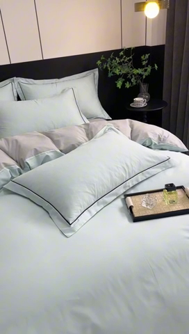 91家纺网 家纺一手货源 找家纺 三沁家居 2024新款精梳长绒棉四件套 灰绿