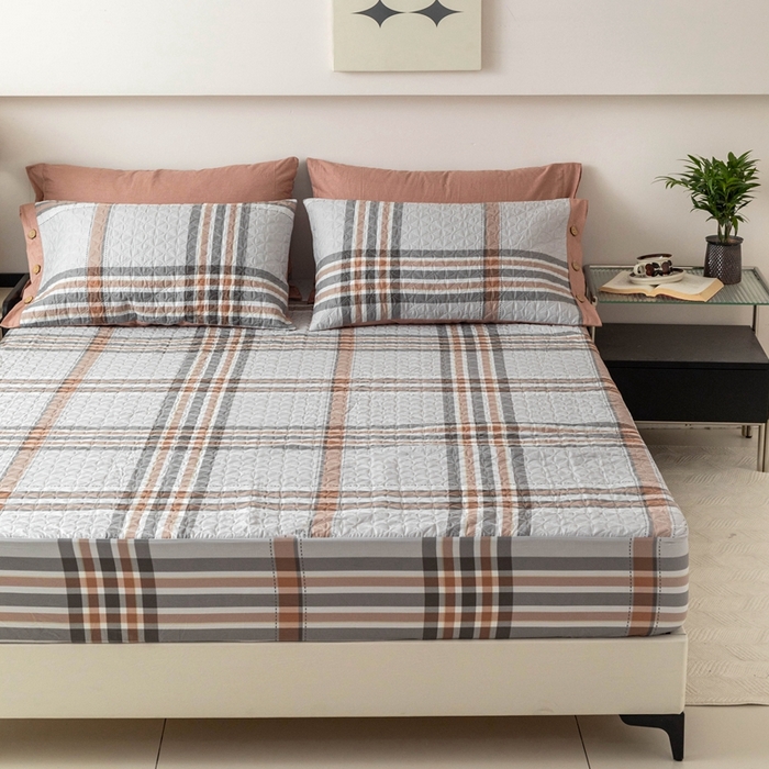 91家纺网 家纺一手货源 找家纺 优乐家纺 2025新款纯棉印花夹棉床笠三件套系列-纽扣款 慕斯