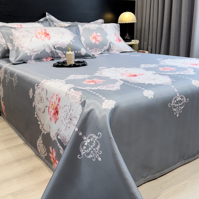 91家纺网 家纺一手货源 找家纺 柏薇 2024新款冰丝床单款凉席三件套 初夏