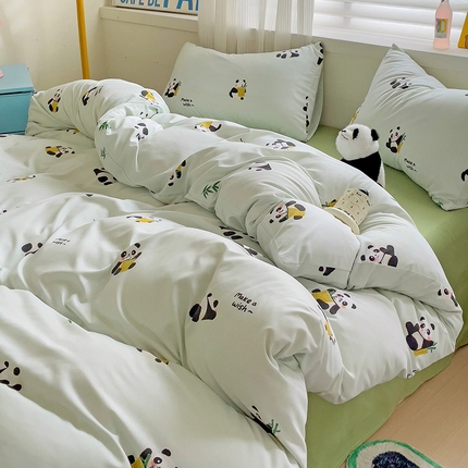 慕晨 2024新款A类母婴级水洗云朵棉单被套床上用品卡通儿童宿舍 小熊猫