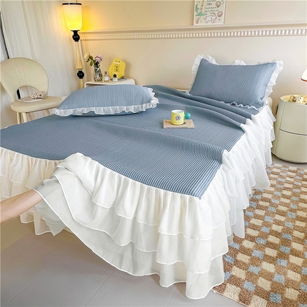 91家纺网 家纺一手货源 找家纺 （总）屹成家纺 2024新款PE高分子冰丝凉席床裙款