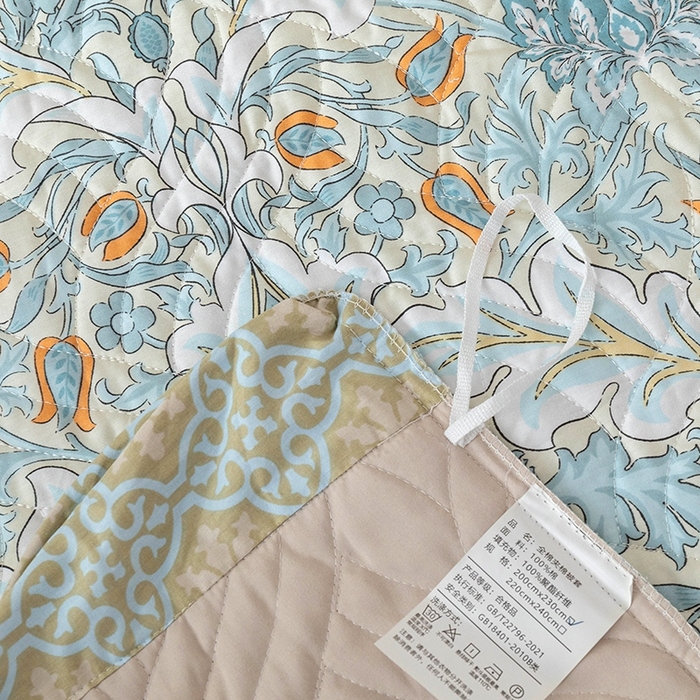 91家纺网 家纺一手货源 找家纺 优乐家纺 2025新款全棉斜纹13376单层被套夹棉床盖款四件套 普卡拉-兰