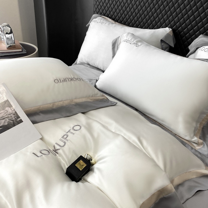 91家纺网 家纺一手货源 找家纺 （总）优悦生活馆 宽边拼角冰丝刺绣四件套-仰望