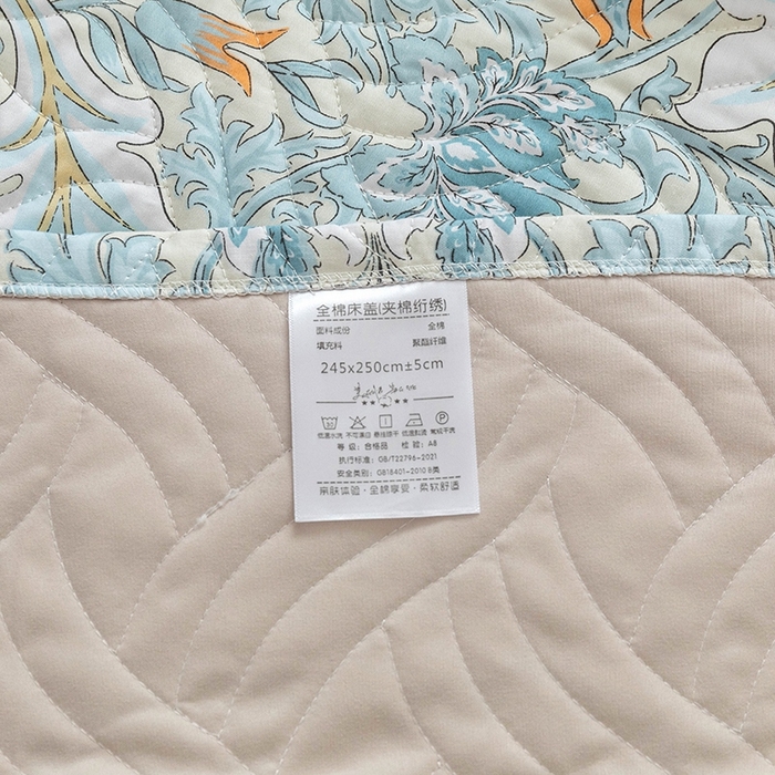 91家纺网 家纺一手货源 找家纺 优乐家纺 2025新款全棉斜纹13376宽边枕套床盖三件套 普卡拉-兰