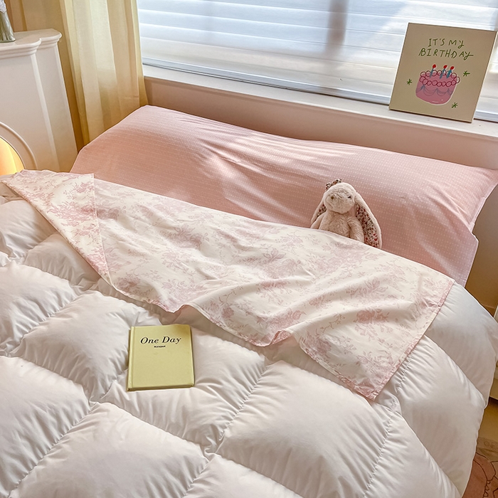 91家纺网 家纺一手货源 找家纺 绵庭家纺 2024新款全棉印花隔脏睡袋 藤蔓花影-粉