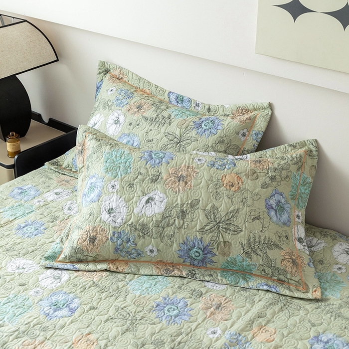 91家纺网 家纺一手货源 找家纺 优乐家纺 2025新款全棉斜纹13376宽边枕头套 安琪-绿