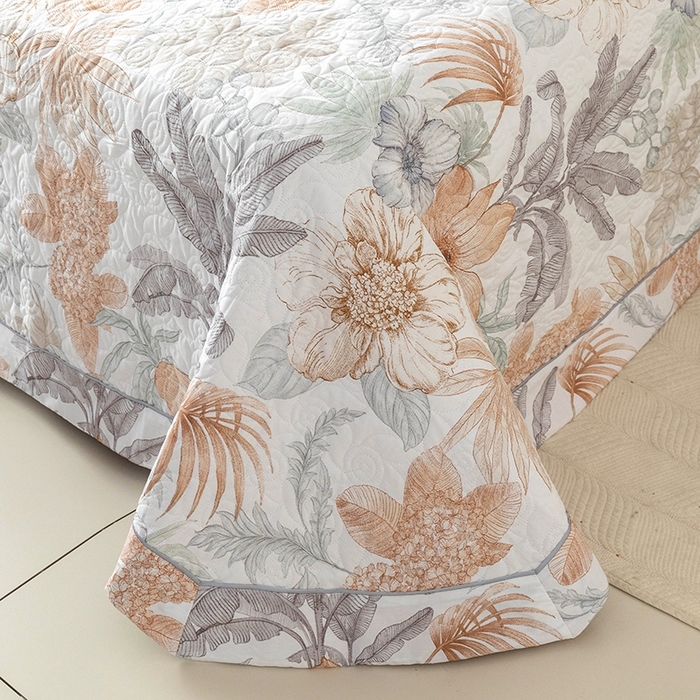 91家纺网 家纺一手货源 找家纺 优乐家纺 2025新款全棉斜纹13376宽边枕套床盖三件套 春意盎然