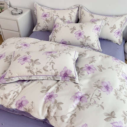 91家纺网 家纺一手货源 找家纺 （总）乐童 2024新款直播爆款13070纯棉印花吊边款一字绣四件套 第五波