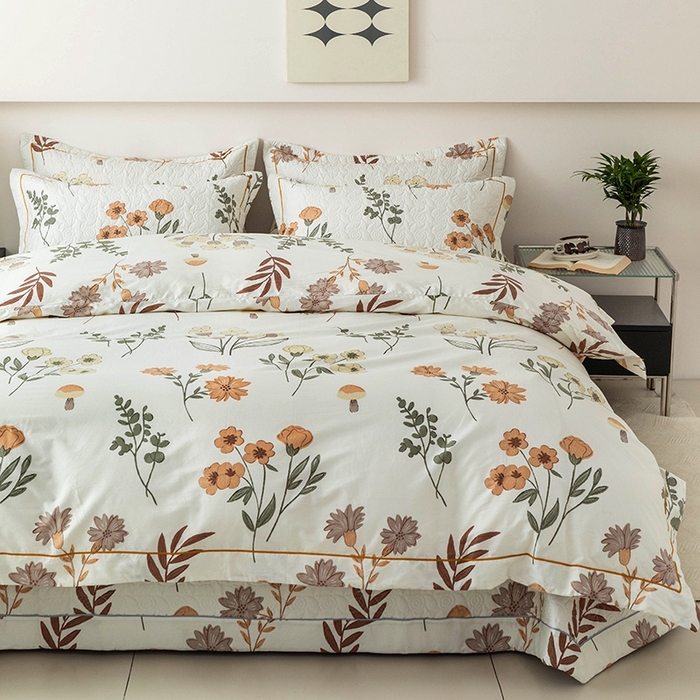 91家纺网 家纺一手货源 找家纺 优乐家纺 2025新款全棉斜纹13376单层被套夹棉床盖款四件套 南薇