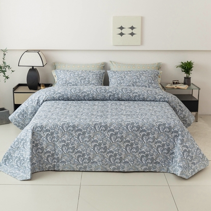 91家纺网 家纺一手货源 找家纺 （总）优乐家纺 2025新款纯棉印花夹棉系列床盖三件套-纽扣款