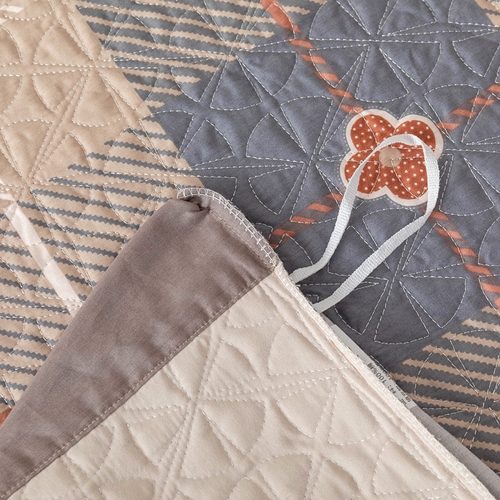 91家纺网 家纺一手货源 找家纺 优乐家纺 2025新款全棉斜纹13376单层被套夹棉床盖款四件套 博尔-咖