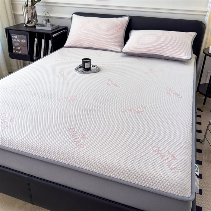 91家纺网 家纺一手货源 找家纺 叠派家纺 2024新款抗菌冰豆豆床笠款凉席-皇冠 皇冠-蜜桃粉