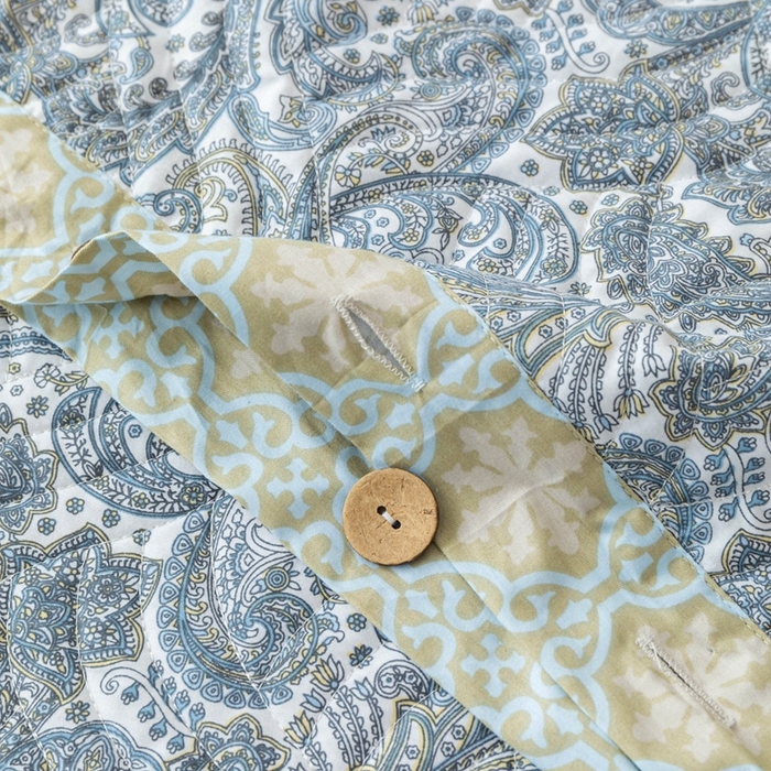 91家纺网 家纺一手货源 找家纺 优乐家纺 2025新款纯棉印花夹棉系列四件套-纽扣款 波西米亚