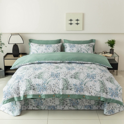优乐家纺 2025新款纯棉印花夹棉系列四件套-纽扣款 早春