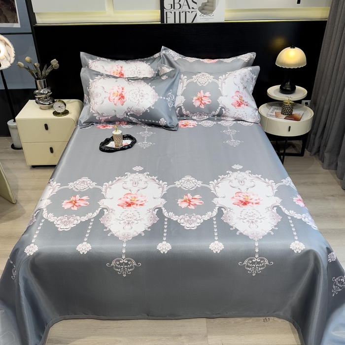 91家纺网 家纺一手货源 找家纺 柏薇 2024新款冰丝床单款凉席三件套 初夏