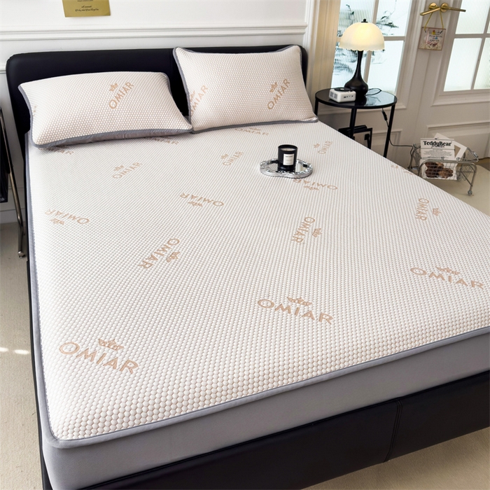 91家纺网 家纺一手货源 找家纺 叠派家纺 2024新款抗菌冰豆豆床笠款凉席-皇冠 皇冠-柠檬黄