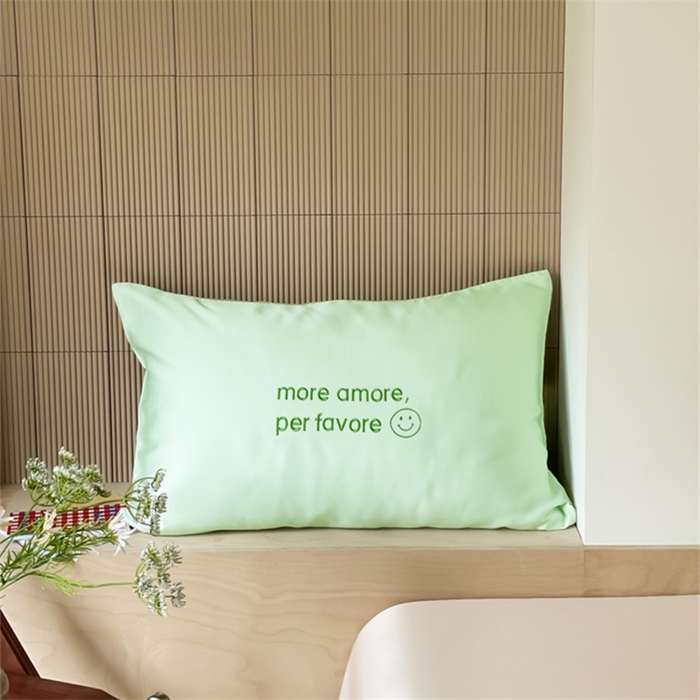 91家纺网 家纺一手货源 找家纺 圆岛家纺 2024新款60支奥地利兰精LF天丝纯色系列-单品天丝枕套 笑脸绿