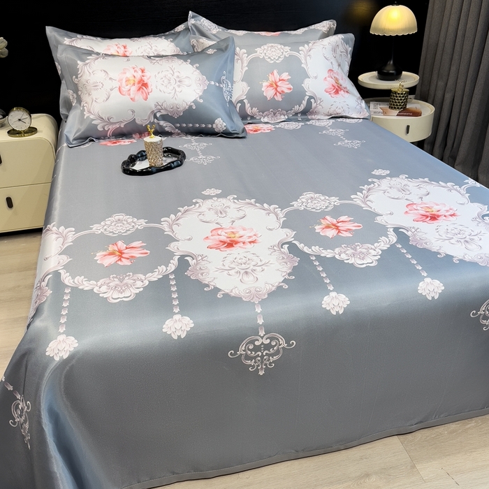 91家纺网 家纺一手货源 找家纺 柏薇 2024新款冰丝床单款凉席三件套 初夏