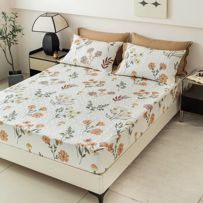 91家纺网 家纺一手货源 找家纺 优乐家纺 2025新款纯棉印花夹棉床笠三件套系列-纽扣款 南薇