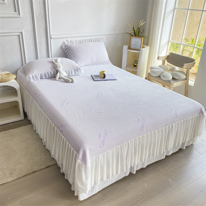 91家纺网 家纺一手货源 找家纺 叠派家纺 2024新款抗菌冰豆豆床裙款凉席-皇冠系 冰豆豆皇冠系列-床裙款 冰藤紫