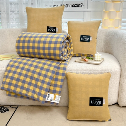 91家纺网 家纺一手货源 找家纺 （总）翰轩家居 2024新款全棉色织水洗棉抱枕被