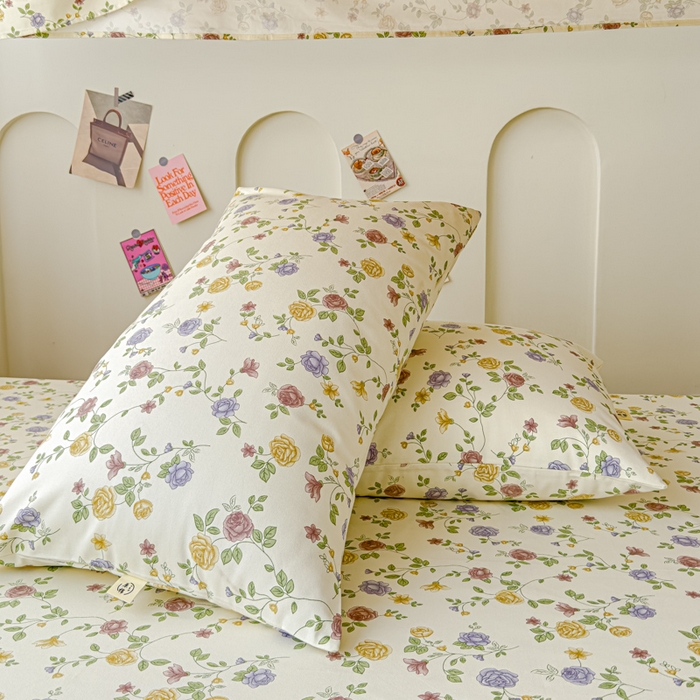 91家纺网 家纺一手货源 找家纺 金丝鸟家纺 2024新款学生款A类老粗布床笠 花蔓