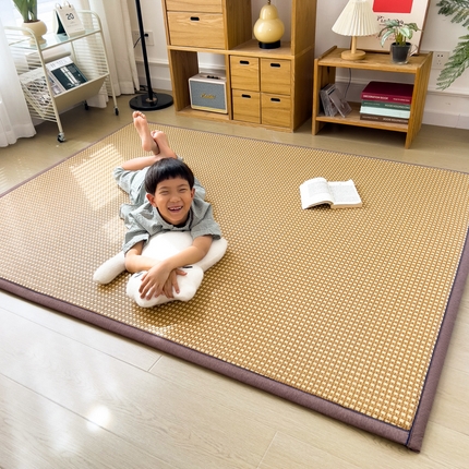 91家纺网 家纺一手货源 找家纺 印季 2025新款古藤席榻榻米地垫、床前垫